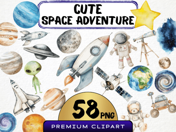 Download Watercolor Cute Space Clipart - Cute Collection