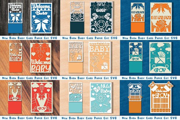 Download New Born Baby Card Paper Cut SVG Bundle - Born Collection