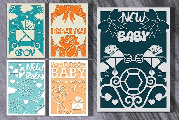 Download New Born Baby Card Paper Cut SVG Bundle - Born Collection