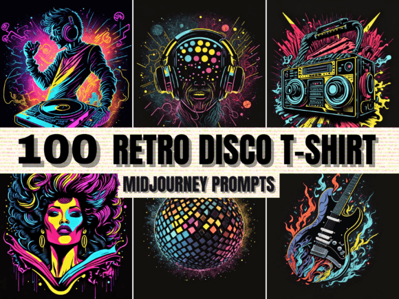 Download 100 Retro Disco T-shirt Designs Prompts - Premium Resources